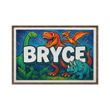 Bryce Name Art - Dinosaur Adventure personalized wall print for kids