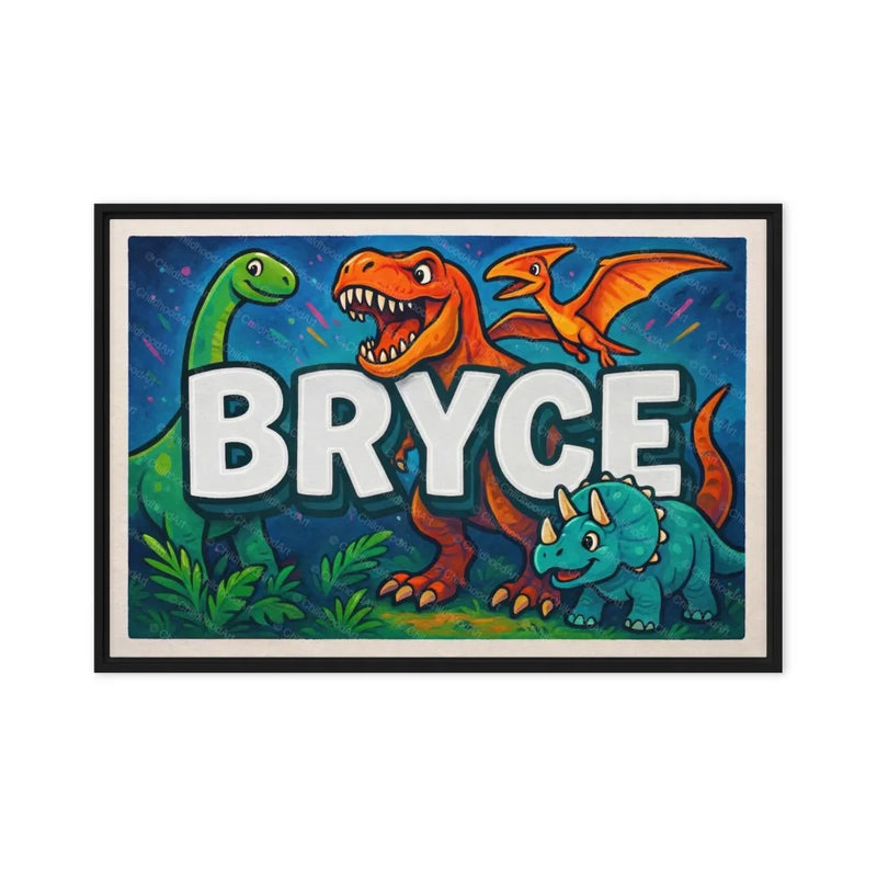 Bryce Name Art - Dinosaur Adventure personalized wall print for kids