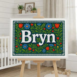 Bryn Name Art - Floral Farmhouse personalized wall print for kids