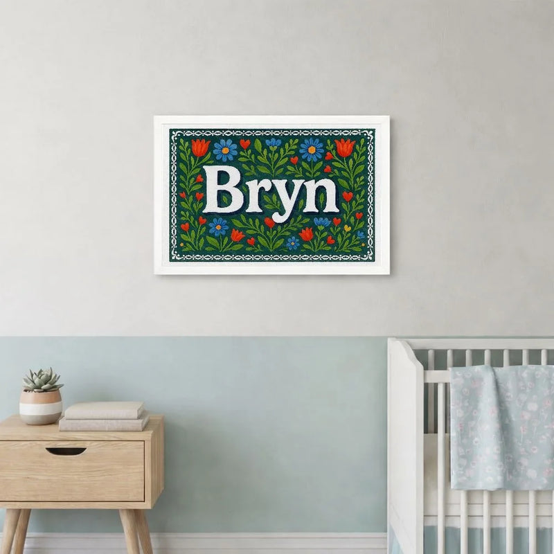 Bryn Name Art - Floral Farmhouse personalized wall print for kids