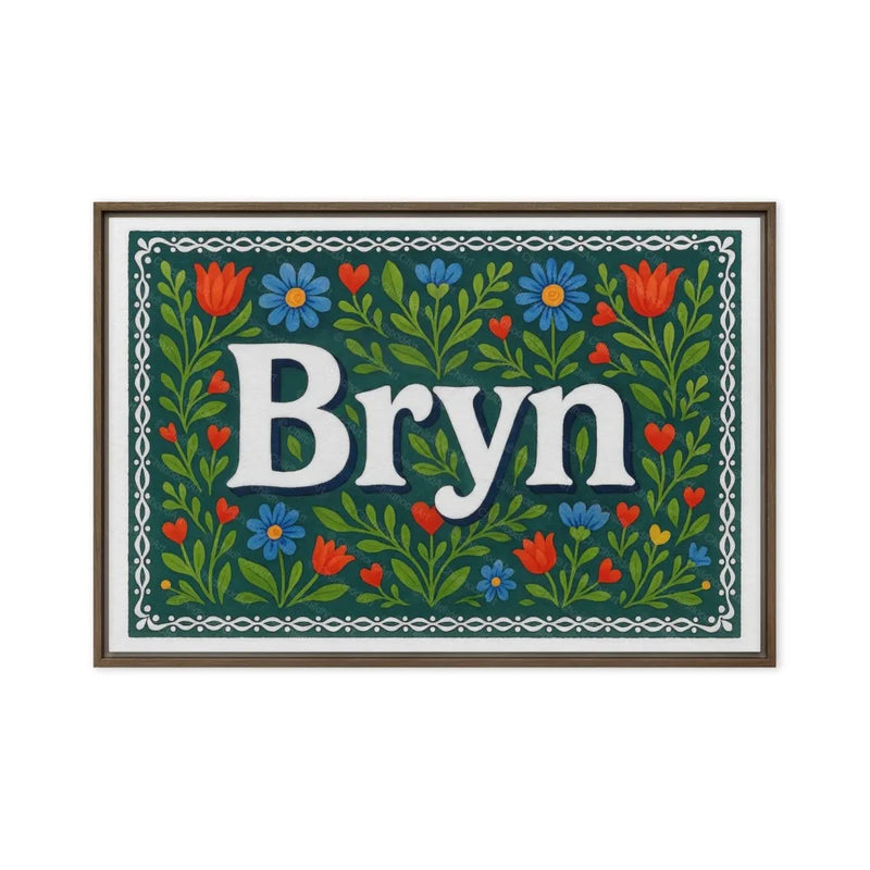 Bryn Name Art - Floral Farmhouse personalized wall print for kids