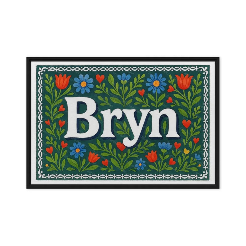 Bryn Name Art - Floral Farmhouse personalized wall print for kids