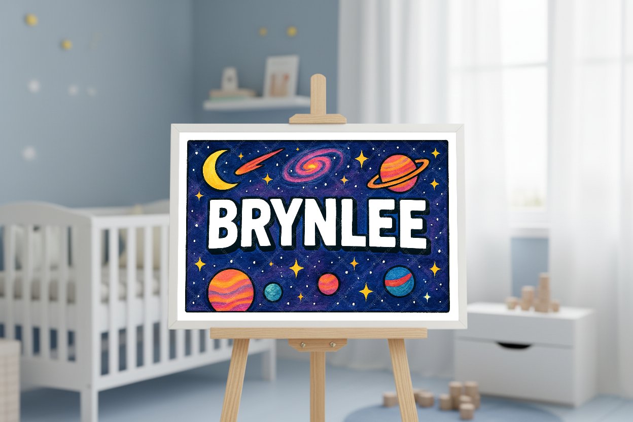 Personalized space name art for Brynlee
