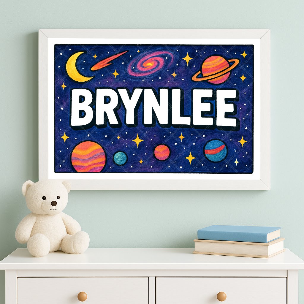 Personalized space name art for Brynlee