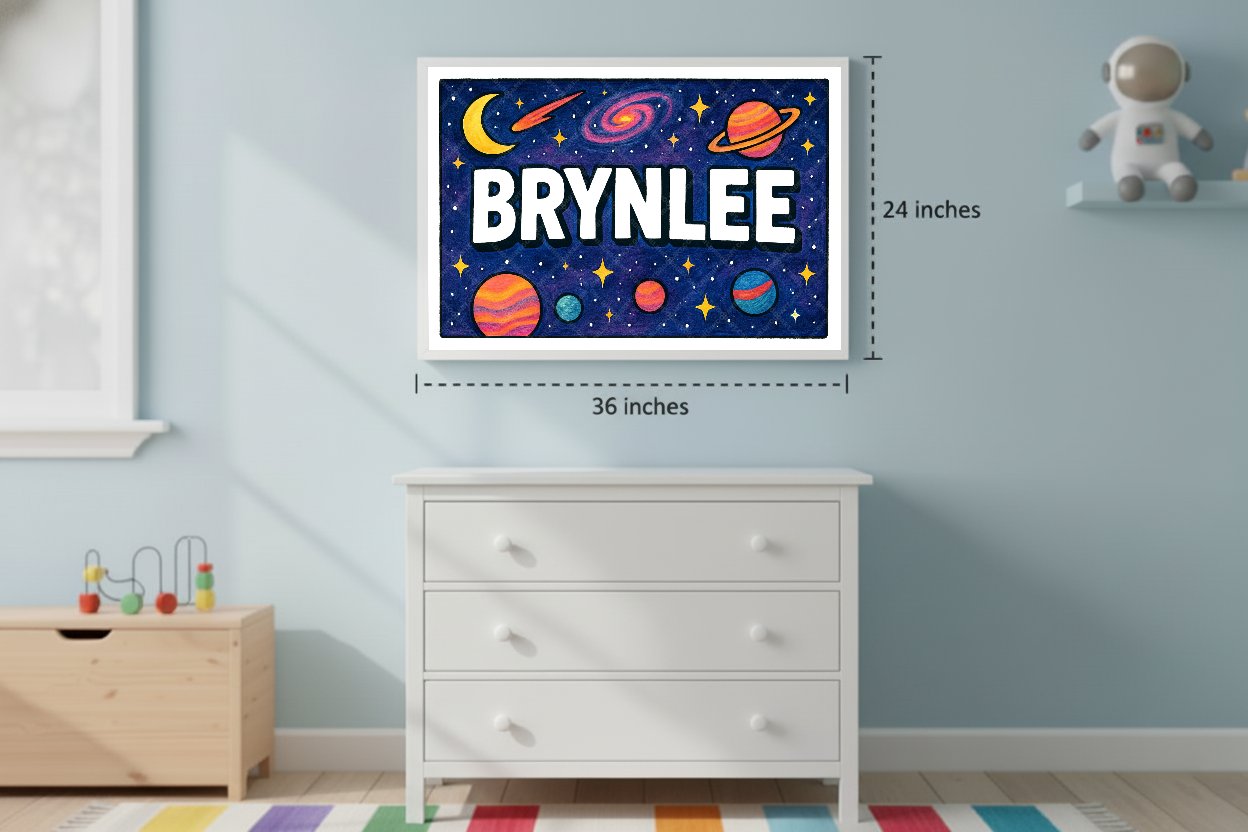 Personalized space name art for Brynlee