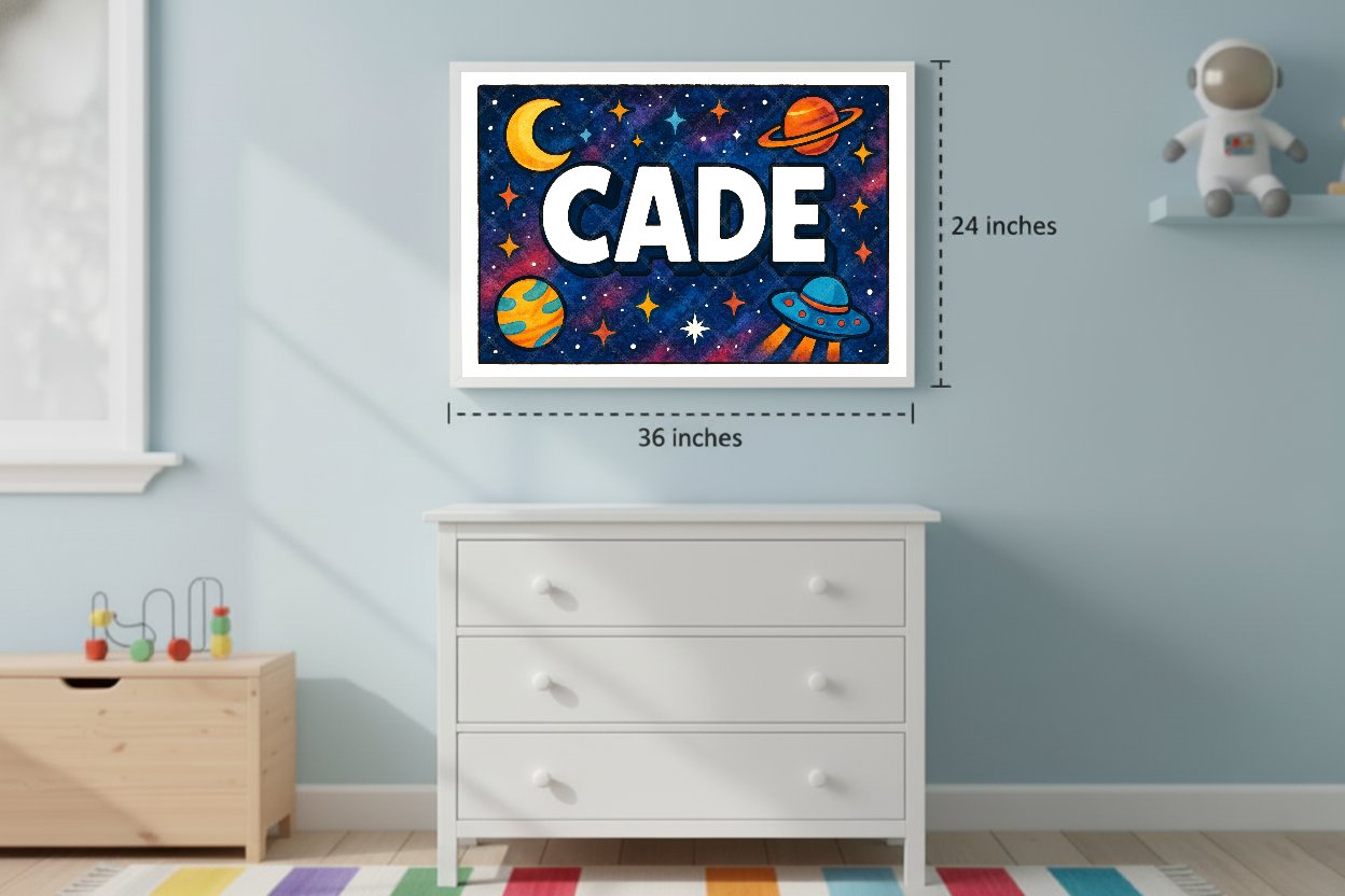 Personalized space name art for Cade
