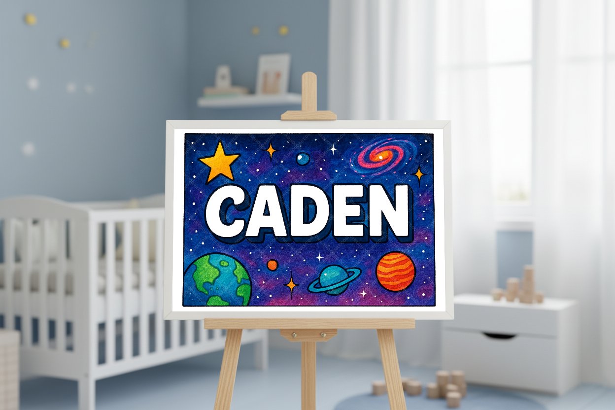 Personalized space name art for Caden