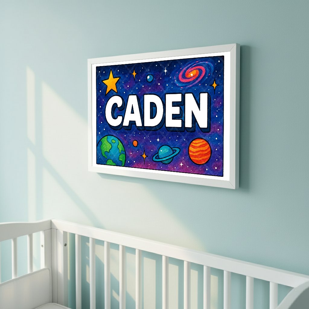 Personalized space name art for Caden