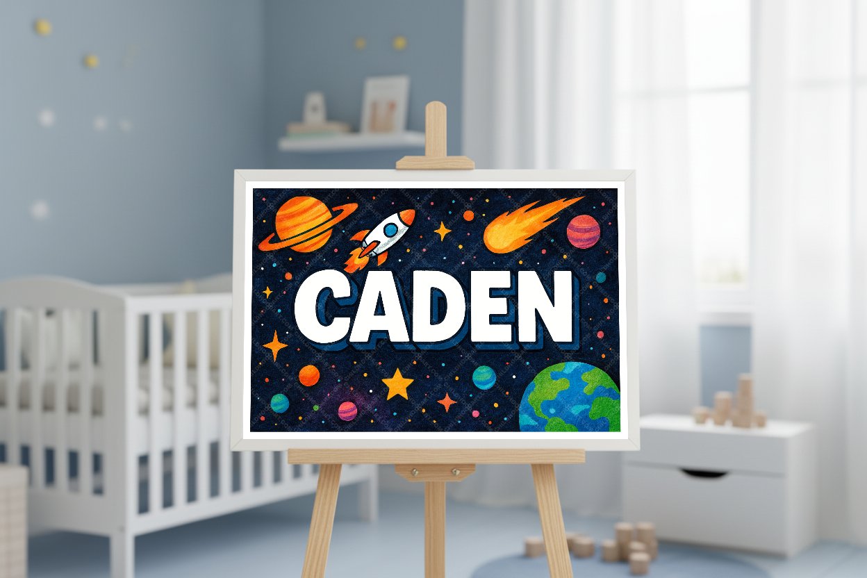 Personalized space name art for Caden