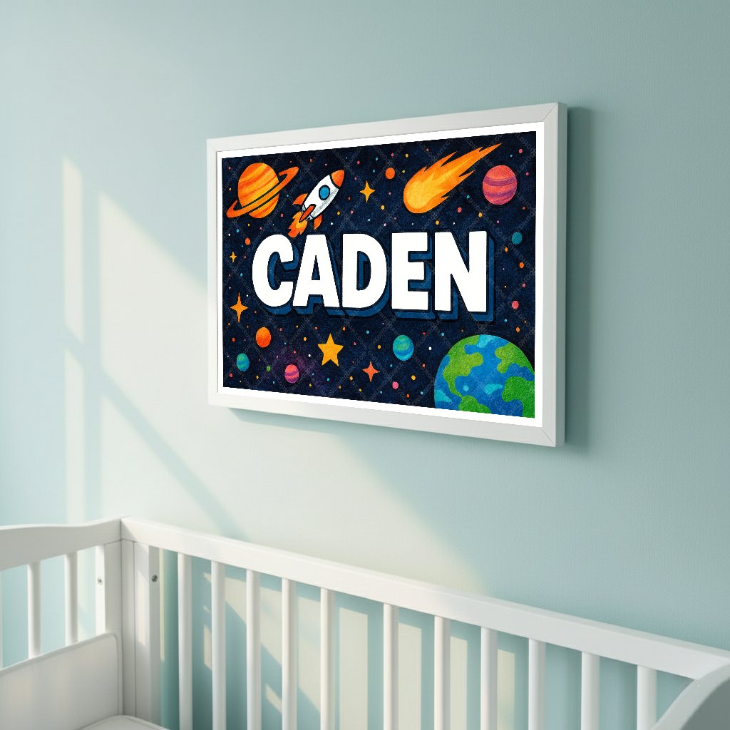 Personalized space name art for Caden