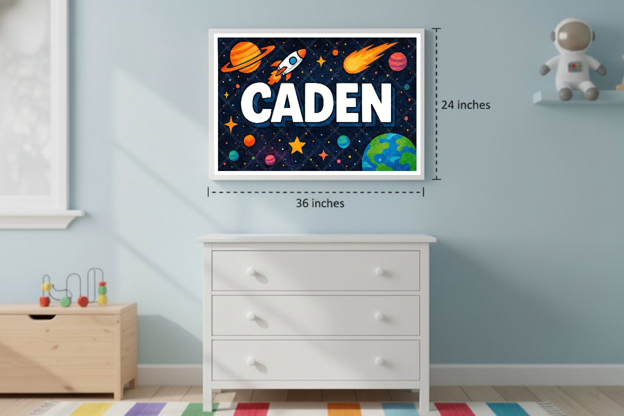Personalized space name art for Caden