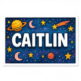 Caitlin Name Art - Space Explorers personalized wall print for kids