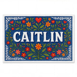Caitlin Name Art - Floral Farmhouse personalized wall print for kids