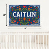 Caitlin Name Art - Floral Farmhouse personalized wall print for kids