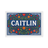 Caitlin Name Art - Floral Farmhouse personalized wall print for kids
