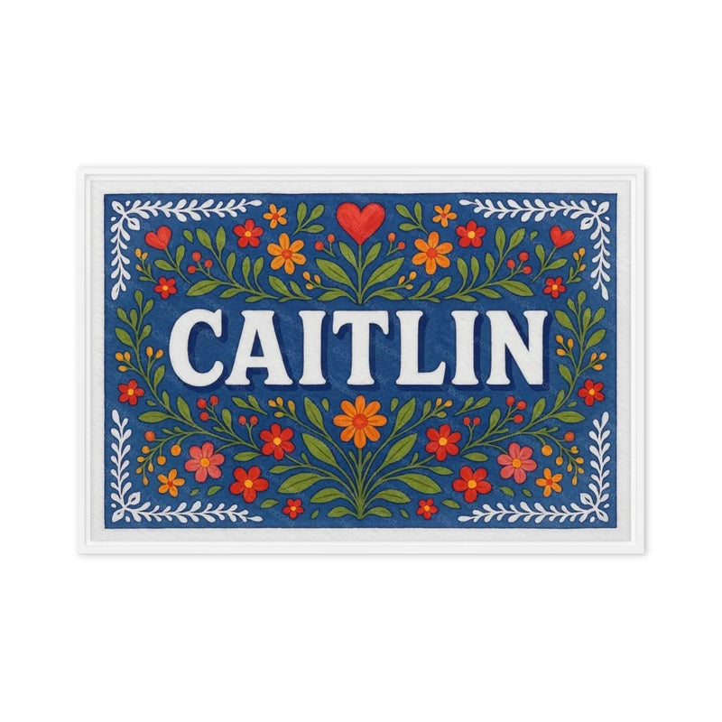 Caitlin Name Art - Floral Farmhouse personalized wall print for kids