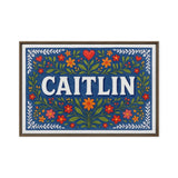 Caitlin Name Art - Floral Farmhouse personalized wall print for kids