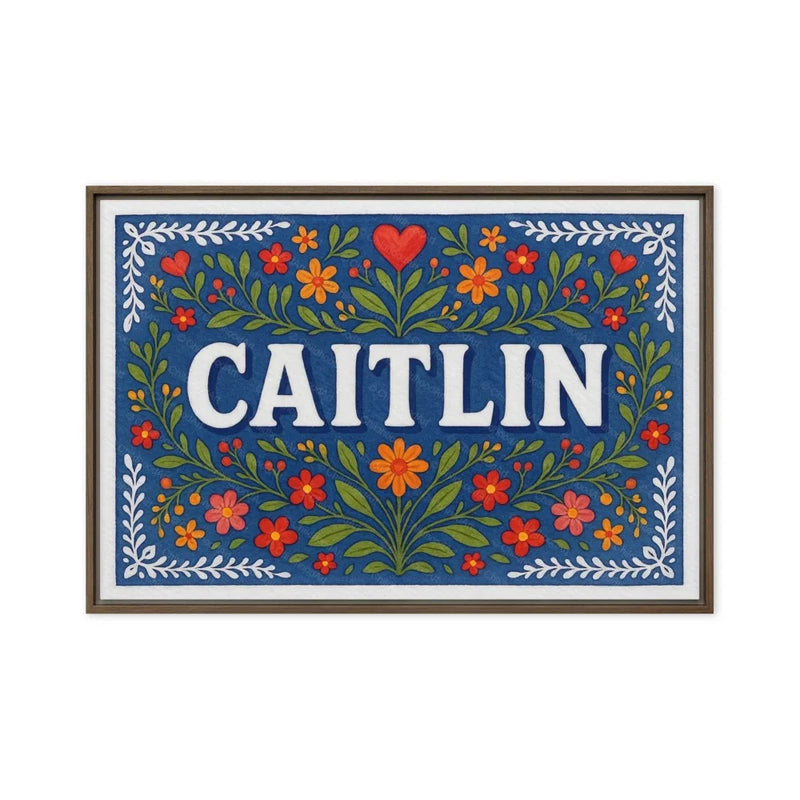 Caitlin Name Art - Floral Farmhouse personalized wall print for kids