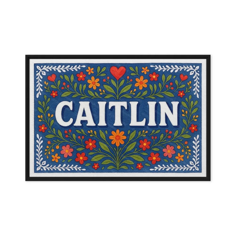 Caitlin Name Art - Floral Farmhouse personalized wall print for kids