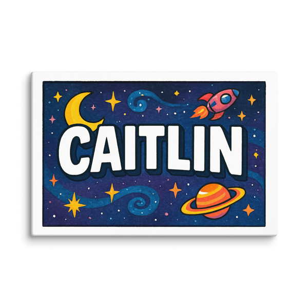 Custom Caitlin wall art with Space explorers illustration