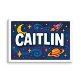 Caitlin Name Art - Space Explorers personalized wall print for kids