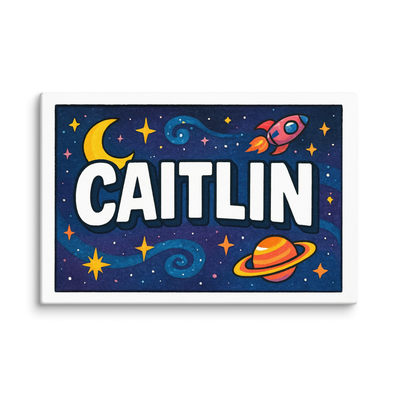 Caitlin Name Art - Space Explorers personalized wall print for kids