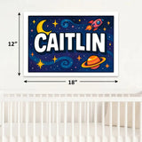 Caitlin Name Art - Space Explorers personalized wall print for kids