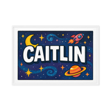 Caitlin Name Art - Space Explorers personalized wall print for kids