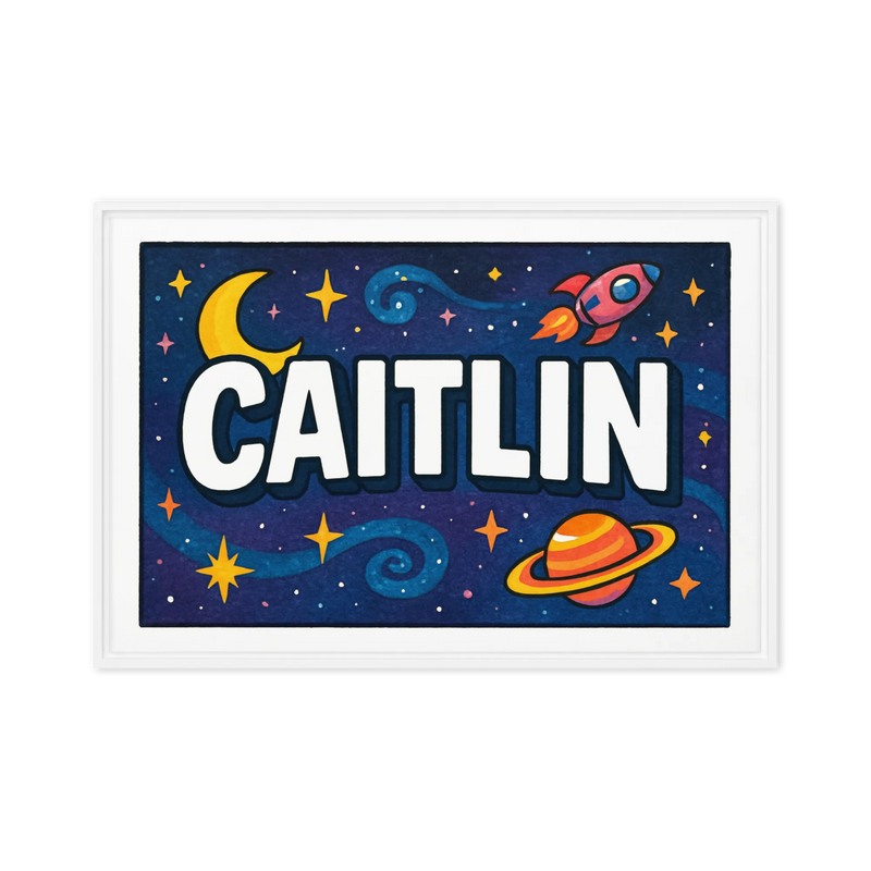 Caitlin Name Art - Space Explorers personalized wall print for kids