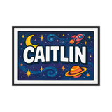 Caitlin Name Art - Space Explorers personalized wall print for kids