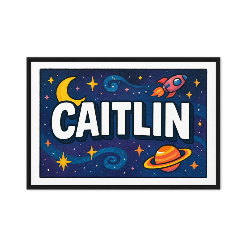Caitlin Name Art - Space Explorers personalized wall print for kids