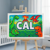Cal Name Art - Dinosaur Adventure personalized wall print for kids