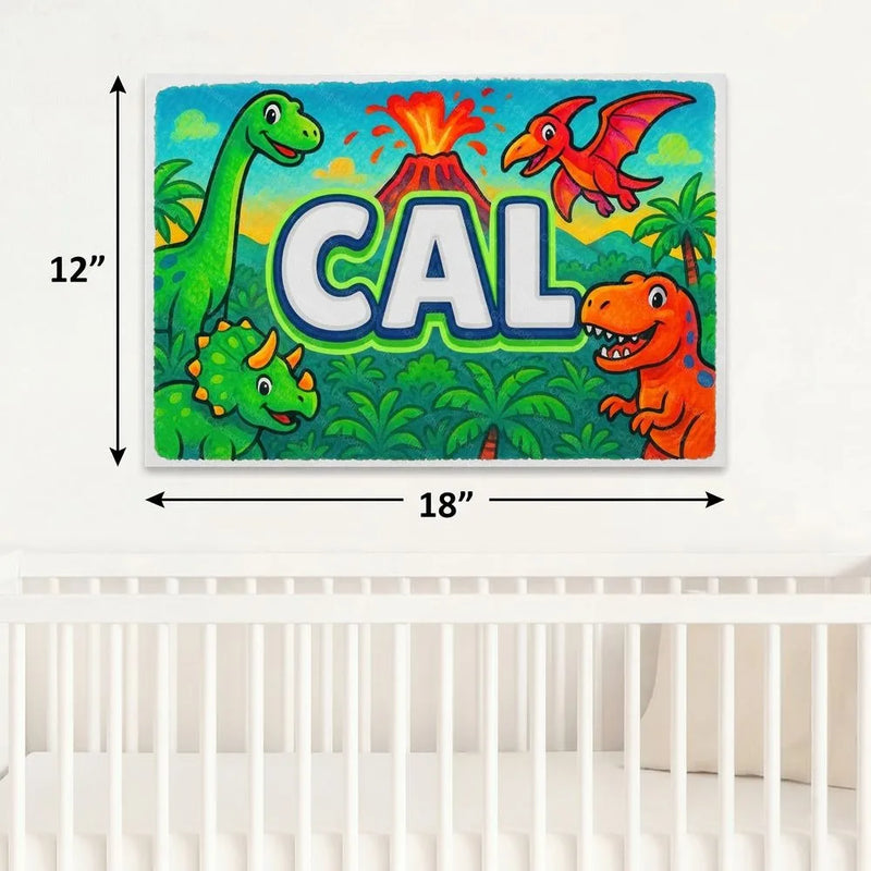 Cal Name Art - Dinosaur Adventure personalized wall print for kids