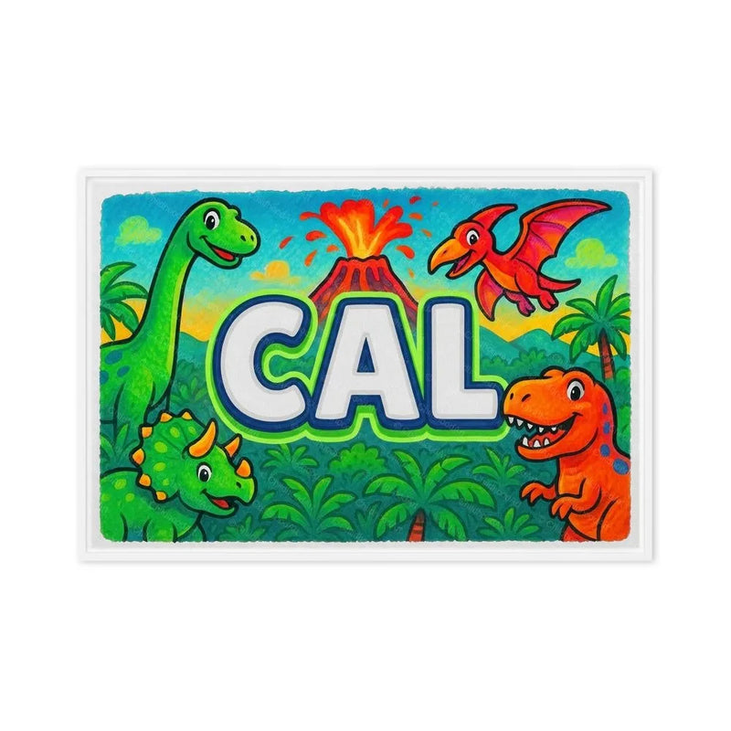 Cal Name Art - Dinosaur Adventure personalized wall print for kids