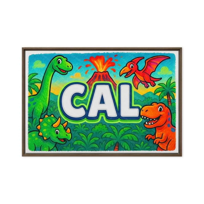 Cal Name Art - Dinosaur Adventure personalized wall print for kids