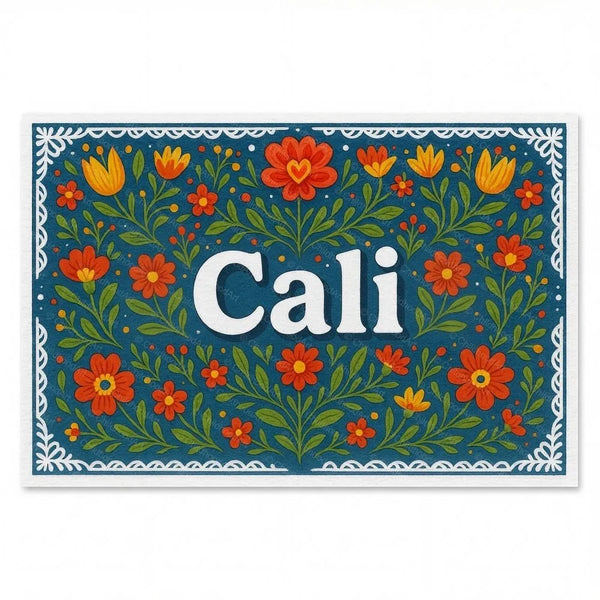Personalized Cali name art print in the Floral farmhouse style