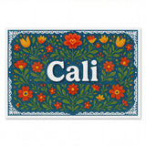 Cali Name Art - Floral Farmhouse personalized wall print for kids
