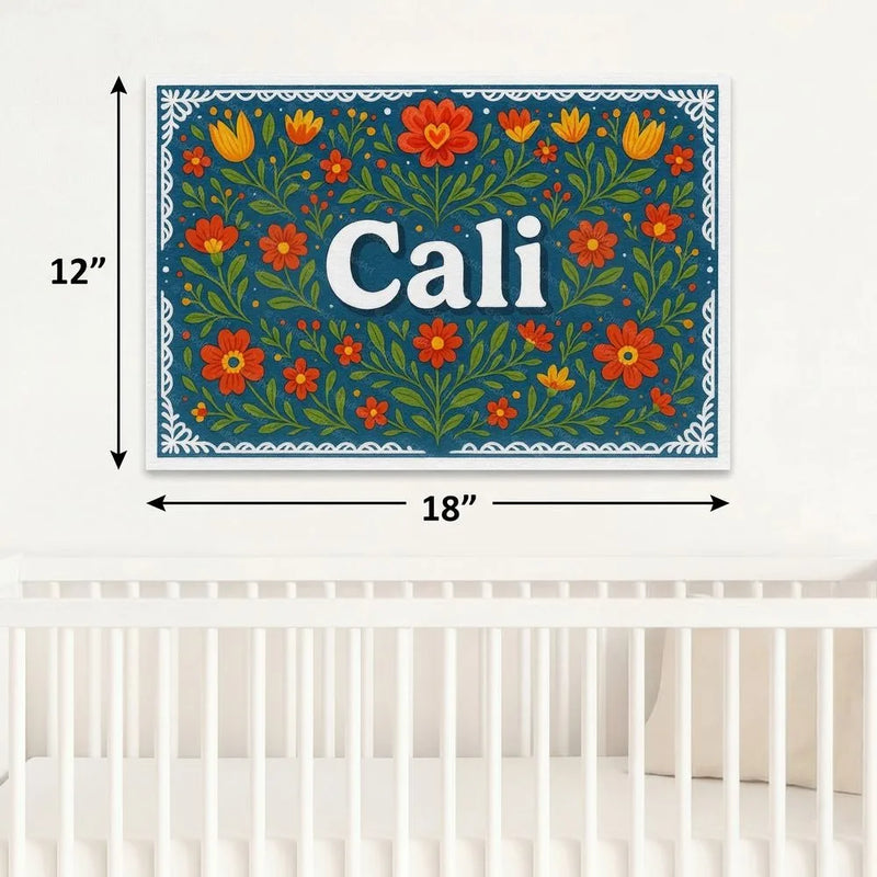 Cali Name Art - Floral Farmhouse personalized wall print for kids