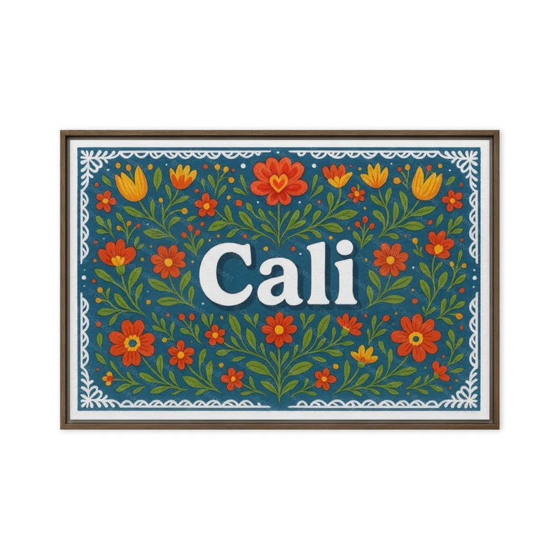 Cali Name Art - Floral Farmhouse personalized wall print for kids