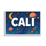 Cali Name Art - Space Explorers personalized wall print for kids