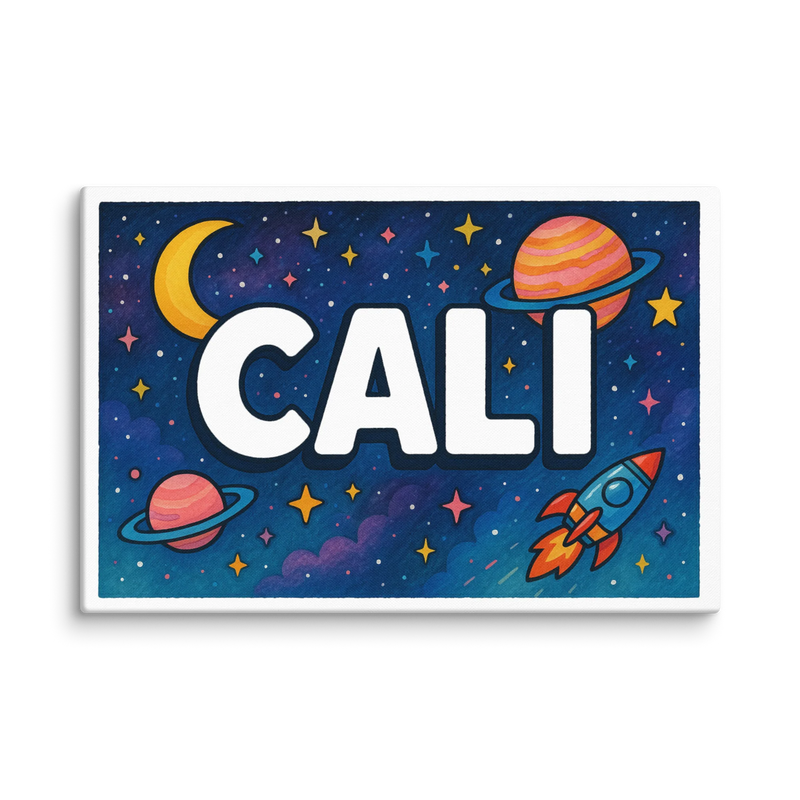 Cali Name Art - Space Explorers personalized wall print for kids