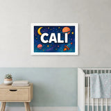 Cali Name Art - Space Explorers personalized wall print for kids