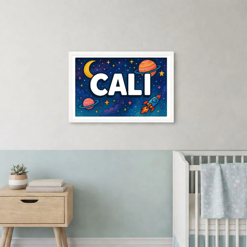 Cali Name Art - Space Explorers personalized wall print for kids
