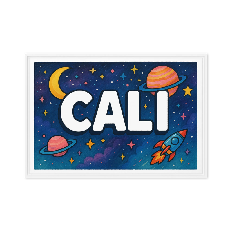 Cali Name Art - Space Explorers personalized wall print for kids