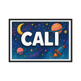 Cali Name Art - Space Explorers personalized wall print for kids