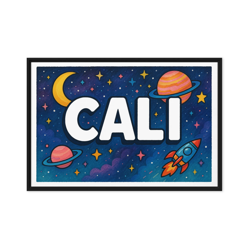 Cali Name Art - Space Explorers personalized wall print for kids