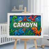 Camdyn Name Art - Dinosaur Adventure personalized wall print for kids