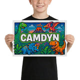 Camdyn Name Art - Dinosaur Adventure personalized wall print for kids
