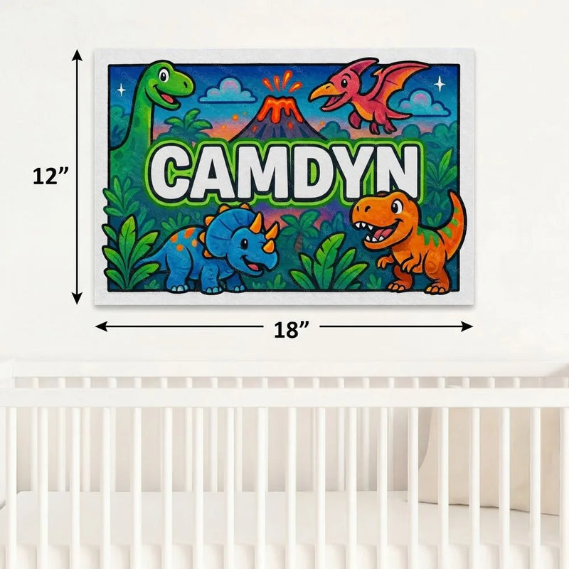 Camdyn Name Art - Dinosaur Adventure personalized wall print for kids