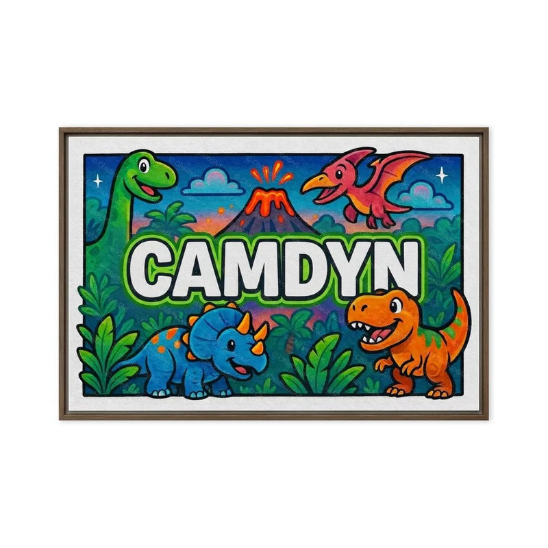 Camdyn Name Art - Dinosaur Adventure personalized wall print for kids